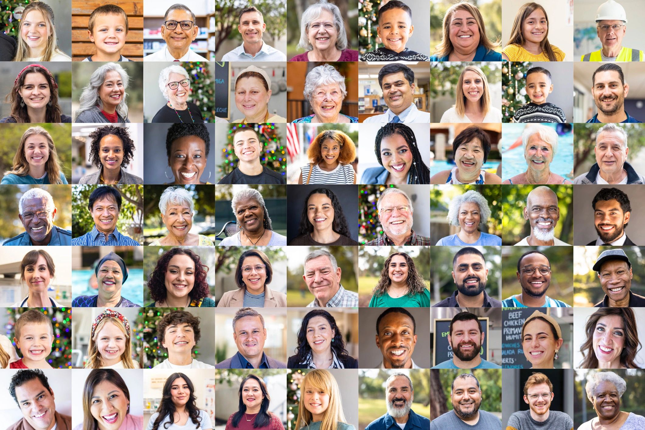 happy diverse people testimonial portrait